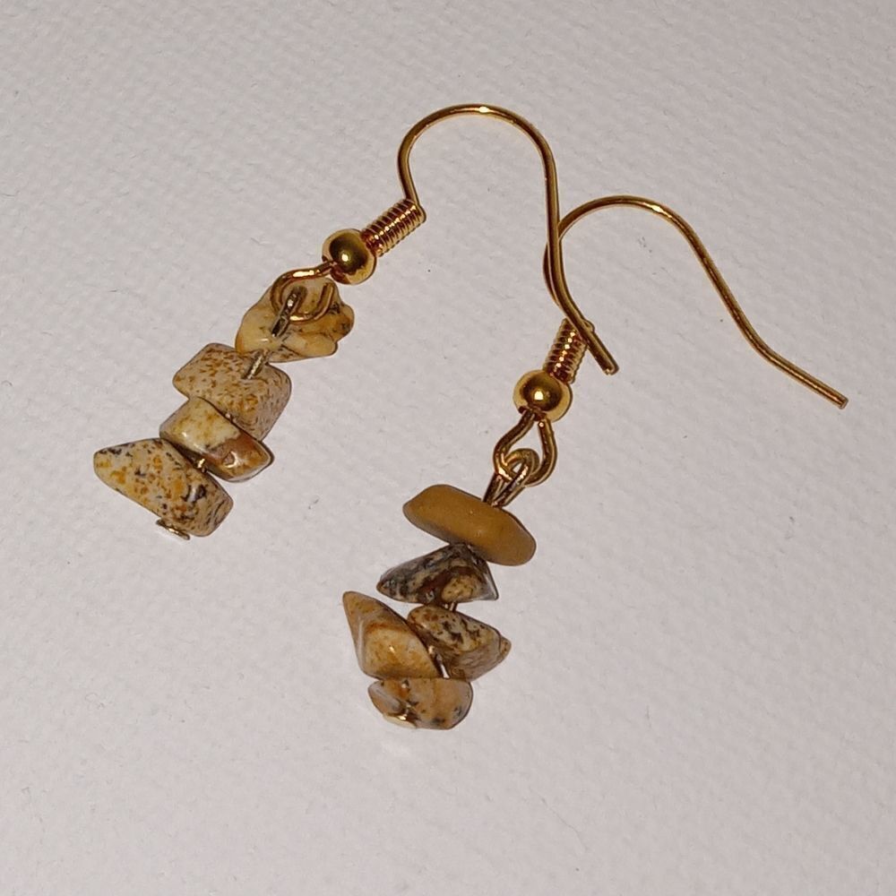 Picture Jasper stone chip earrings - Picture 3 of 3